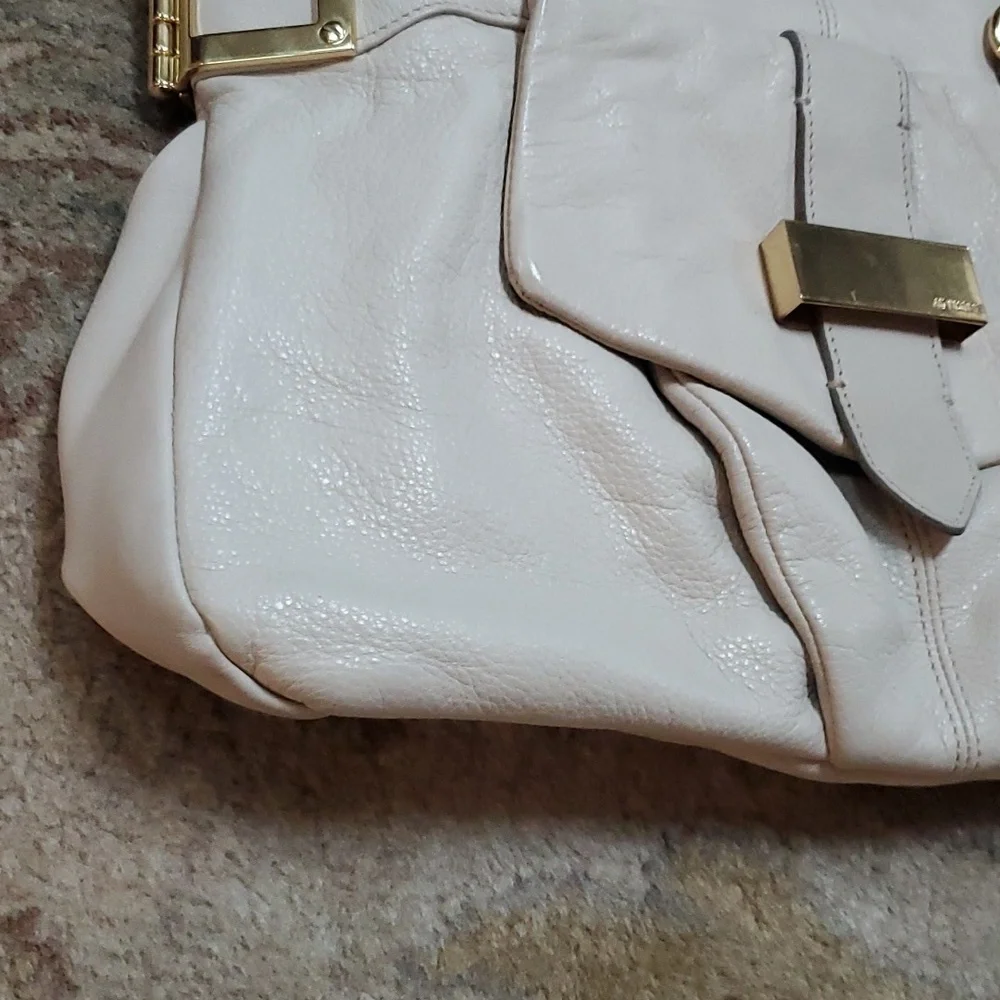 La Victoire white hinge satchel